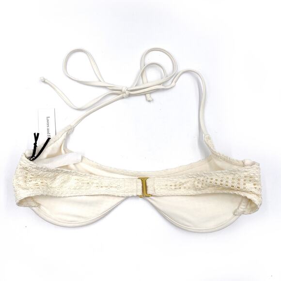 Lovers & Friends Here with You Bikini‎ Top Cream Crochet Underwire Swimsuit Sz L - Picture 6 of 9